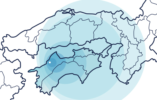 愛媛県や中・四国、関西中心。  
オンラインでの打ち合わせにも対応しております。